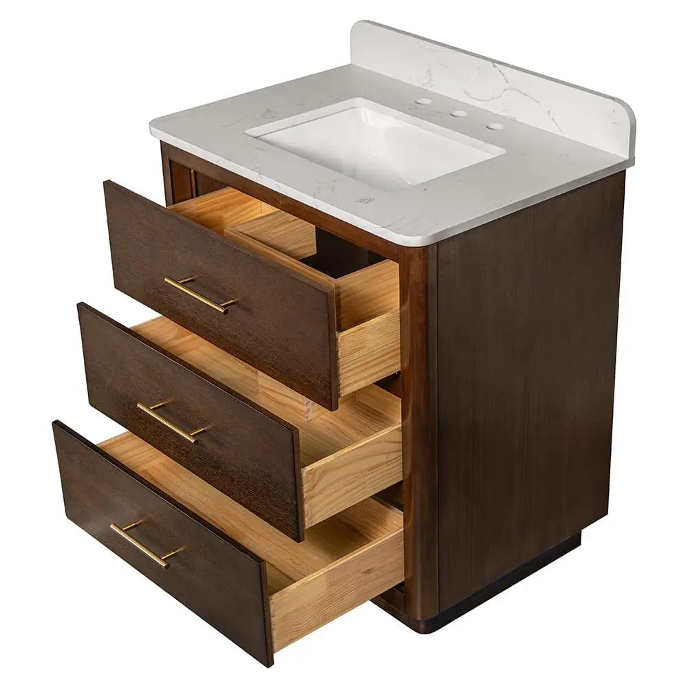 Carrara Contour Warm Walnut Bathroom Vanities 31x22 by Stonetiledepot