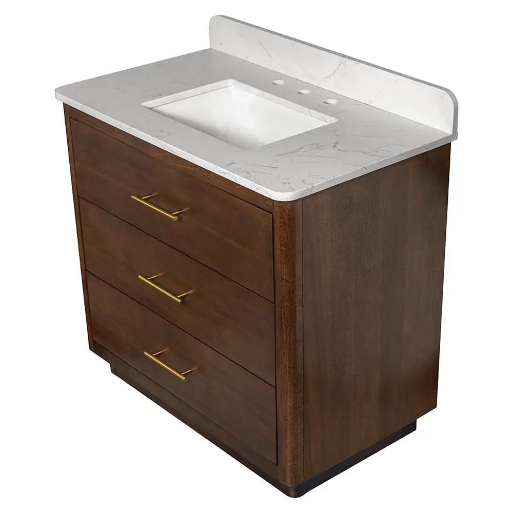 Carrara Contour Warm Walnut Bathroom Vanities 37x22 by Stonetiledepot