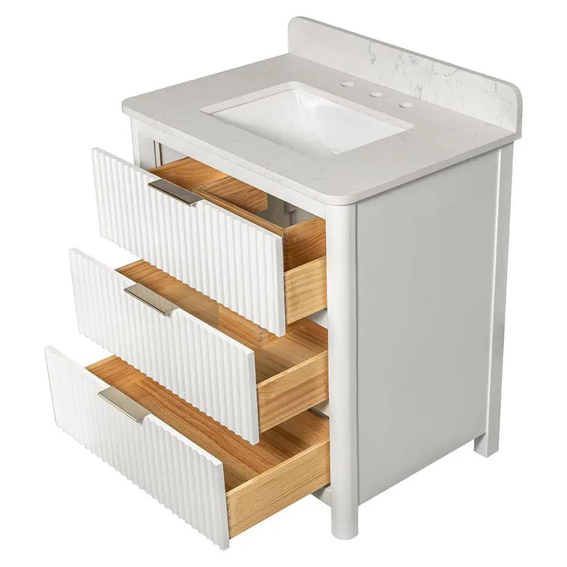 Carrara Gunningham White Bathroom Vanities 31x22 by Stonetiledepot