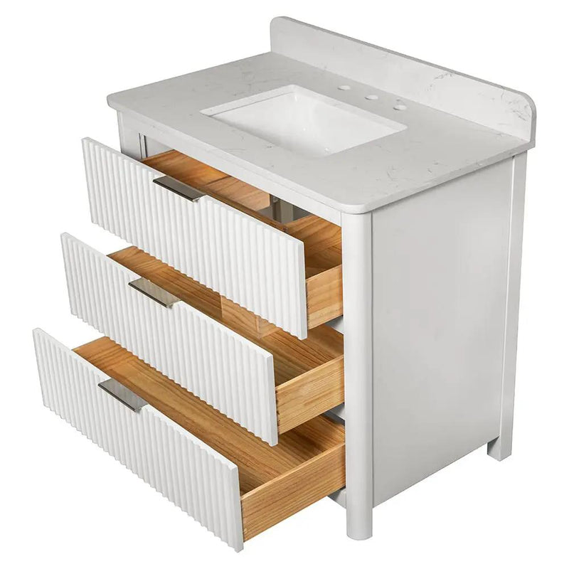 Carrara Gunningham White Bathroom Vanities 37x22 by Stonetiledepot