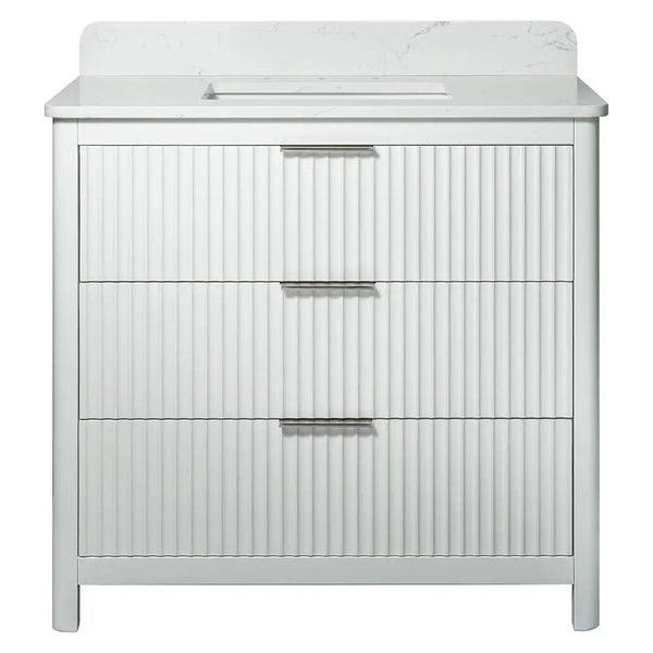 Carrara Gunningham White Bathroom Vanities 37x22