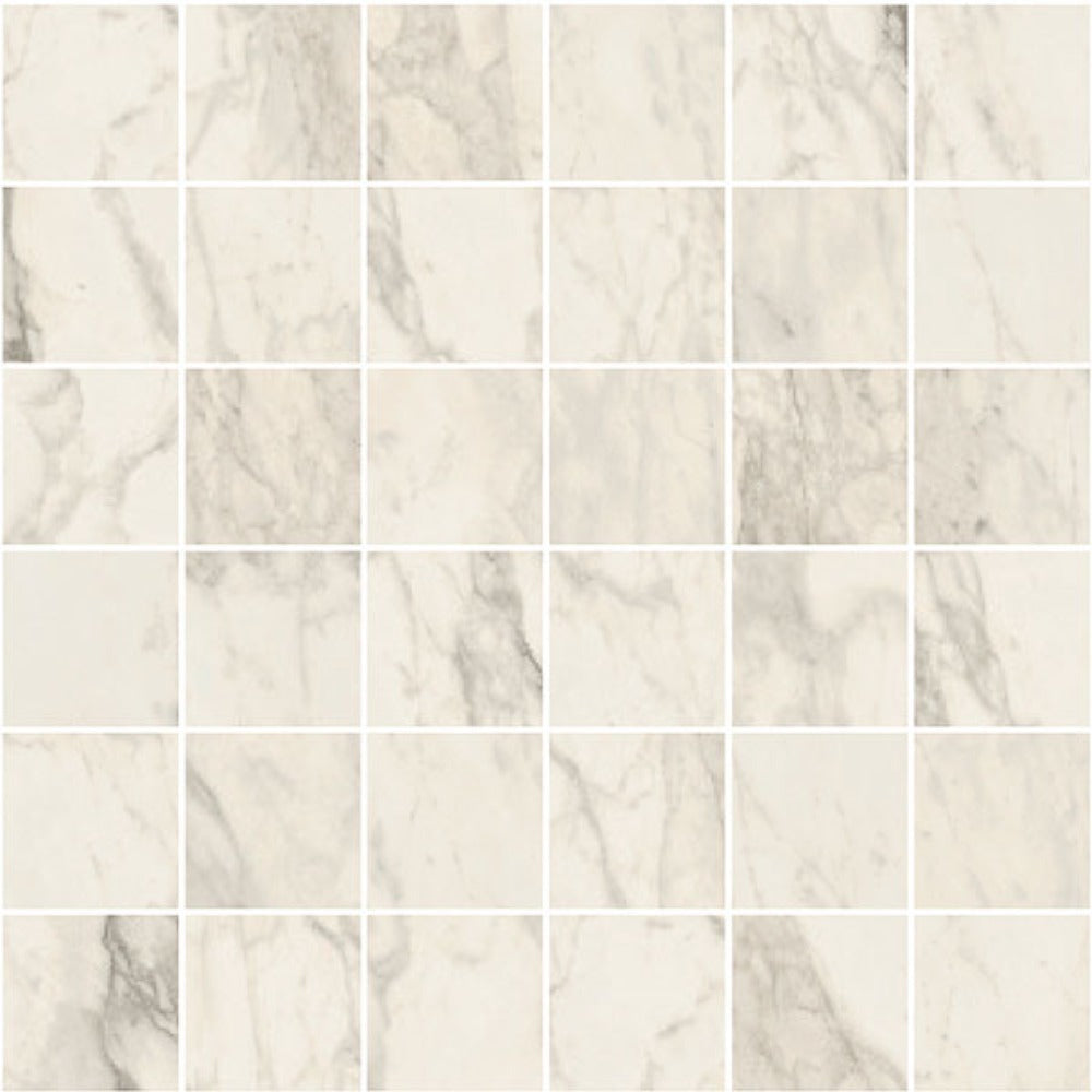 Carrara Select 2.0 Calacatta Renoire Honed 2x2 Marble Look Porcelain Mosaics 12x12 mosaic sheet