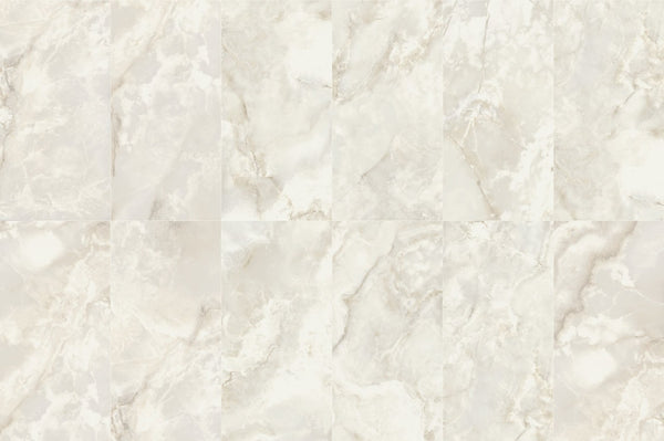 Carrara Select 2.0 Onyx Grey Honed Marble Look Cove Base Porcelain Trim 6x12, several pieces laid together
