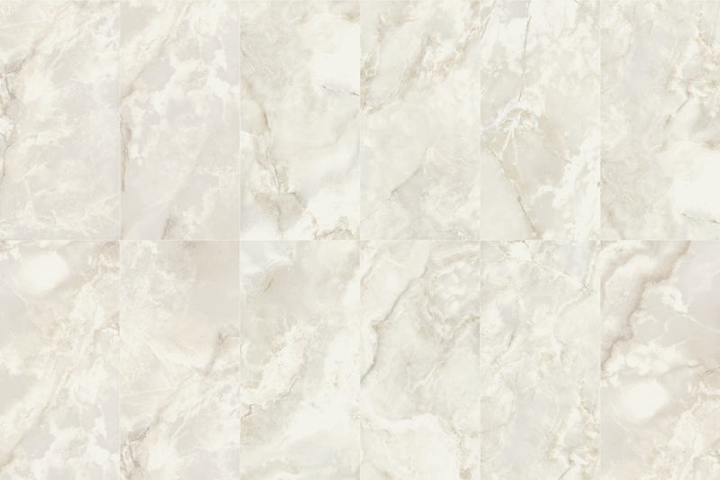 Carrara Select 2.0 Onyx Grey Honed Marble Look Cove Base Porcelain Trim 6x12, several pieces laid together