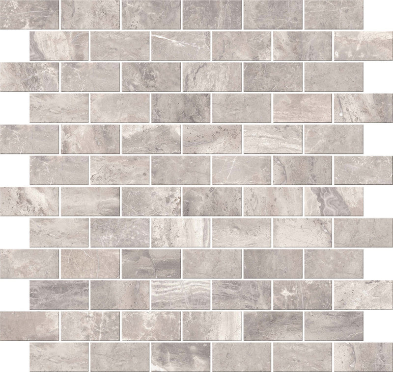 Carrara Select 2.0 Romano Greige Honed 1x2 Brick Marble Look Porcelain Mosaics 12x12 mosaic sheet