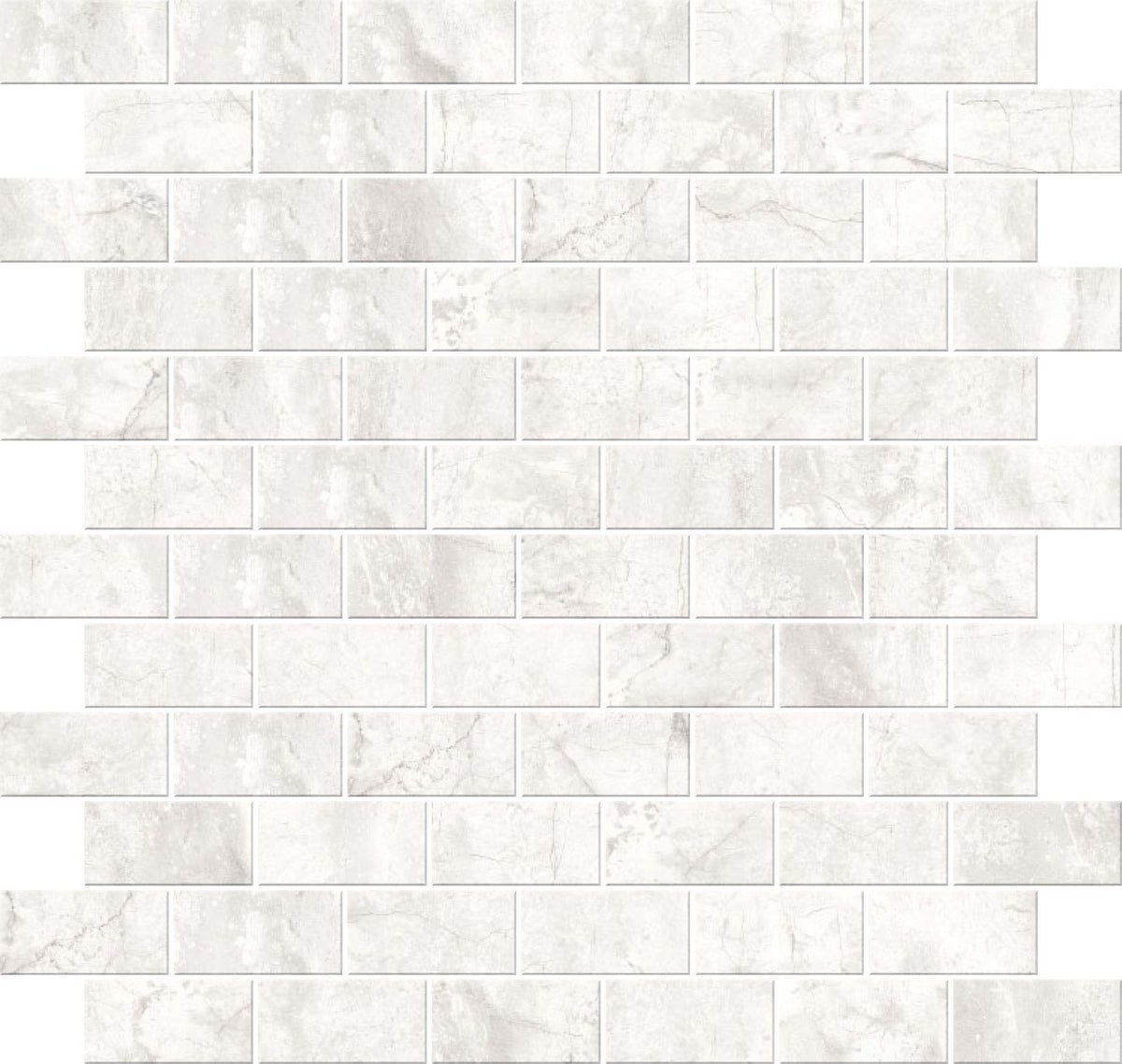 Carrara Select 2.0 Romano White Honed 1x2 Brick Marble Look Porcelain Mosaics 12x12 mosaic sheet