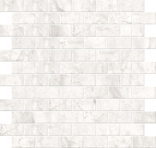 Carrara Select 2.0 Romano White Honed 1x2 Brick Marble Look Porcelain Mosaics 12x12