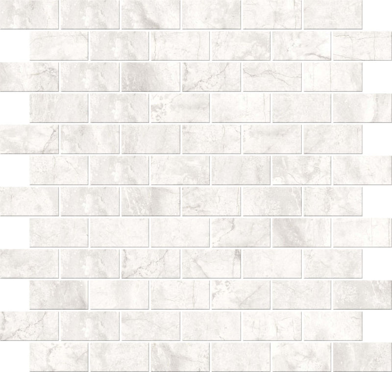 Carrara Select 2.0 Romano White Honed 1x2 Brick Marble Look Porcelain Mosaics 12x12 mosaic sheet