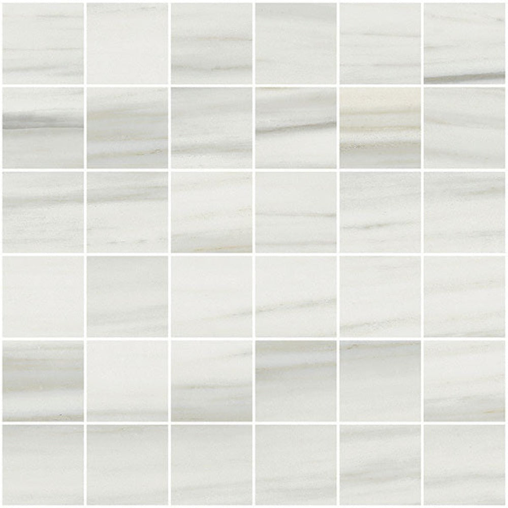 Carrara Select 2.0 Zebrino Honed 2x2 Marble Look Porcelain Mosaics 12x12 mosaic sheet