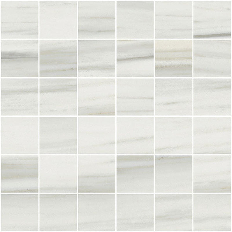 Carrara Select 2.0 Zebrino Honed 2x2 Marble Look Porcelain Mosaics 12x12 mosaic sheet