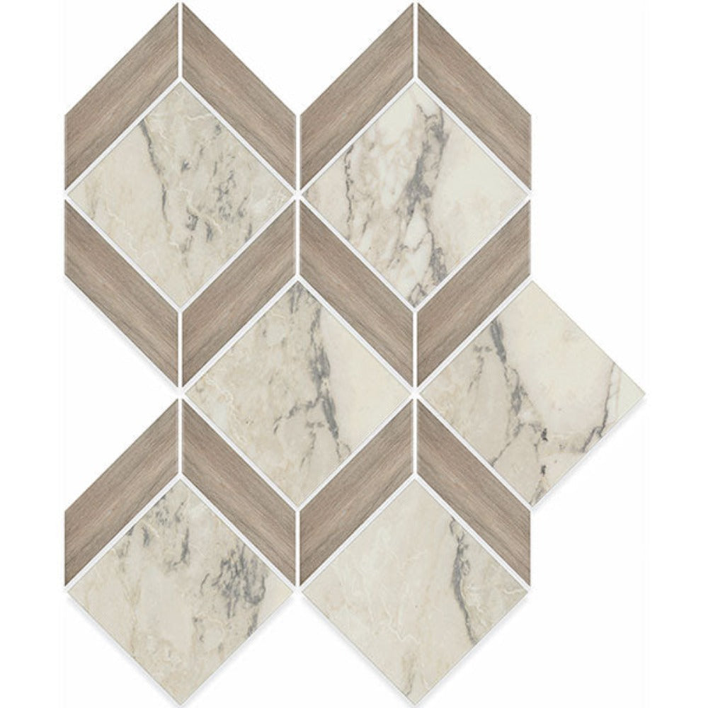 Carrara Select Arabescato Honed Tiziano Marble Look Porcelain Mosaics 10x12 mosaic sheet