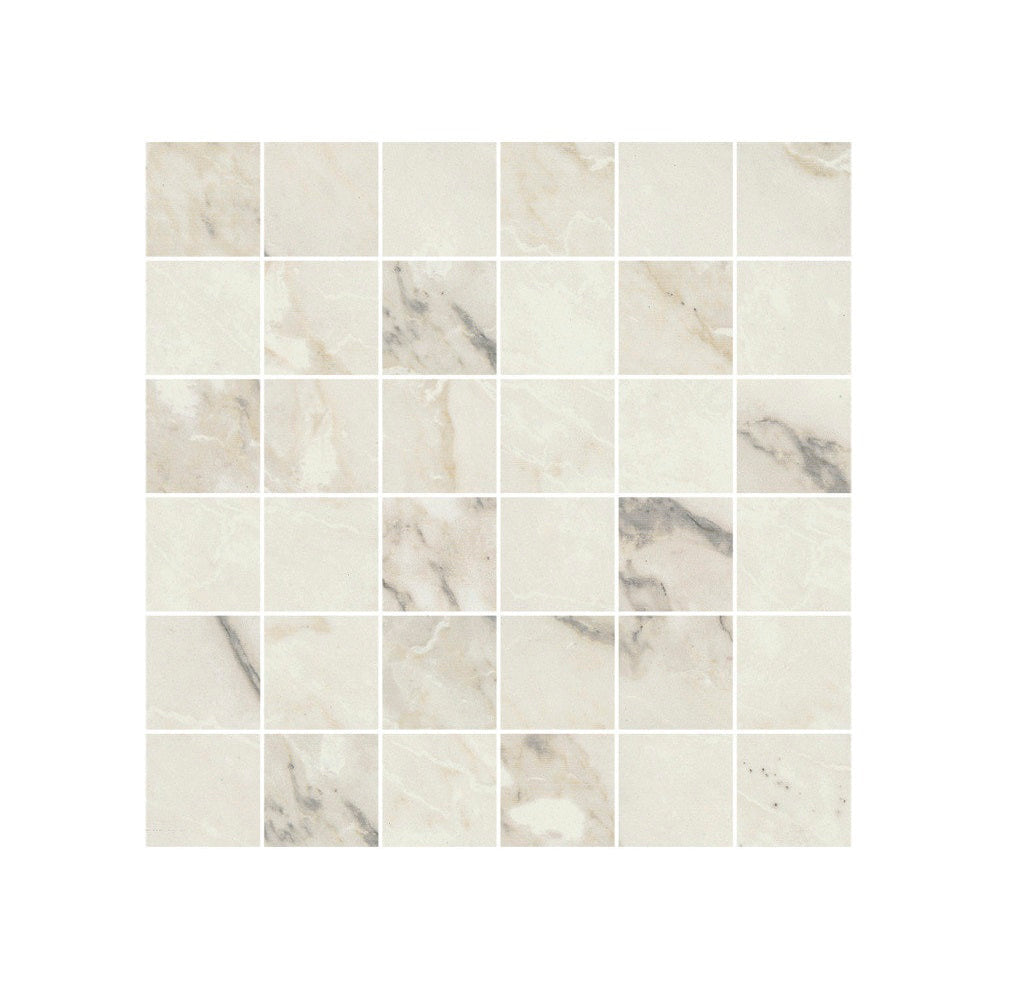 Carrara Select Arabescato Polished 2x2 Marble Look Porcelain Mosaics 12x12 mosaic sheet