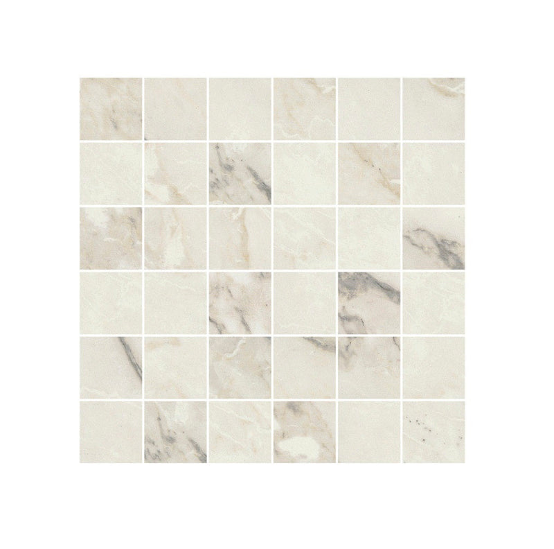 Carrara Select Arabescato Polished 2x2 Marble Look Porcelain Mosaics 12x12 mosaic sheet