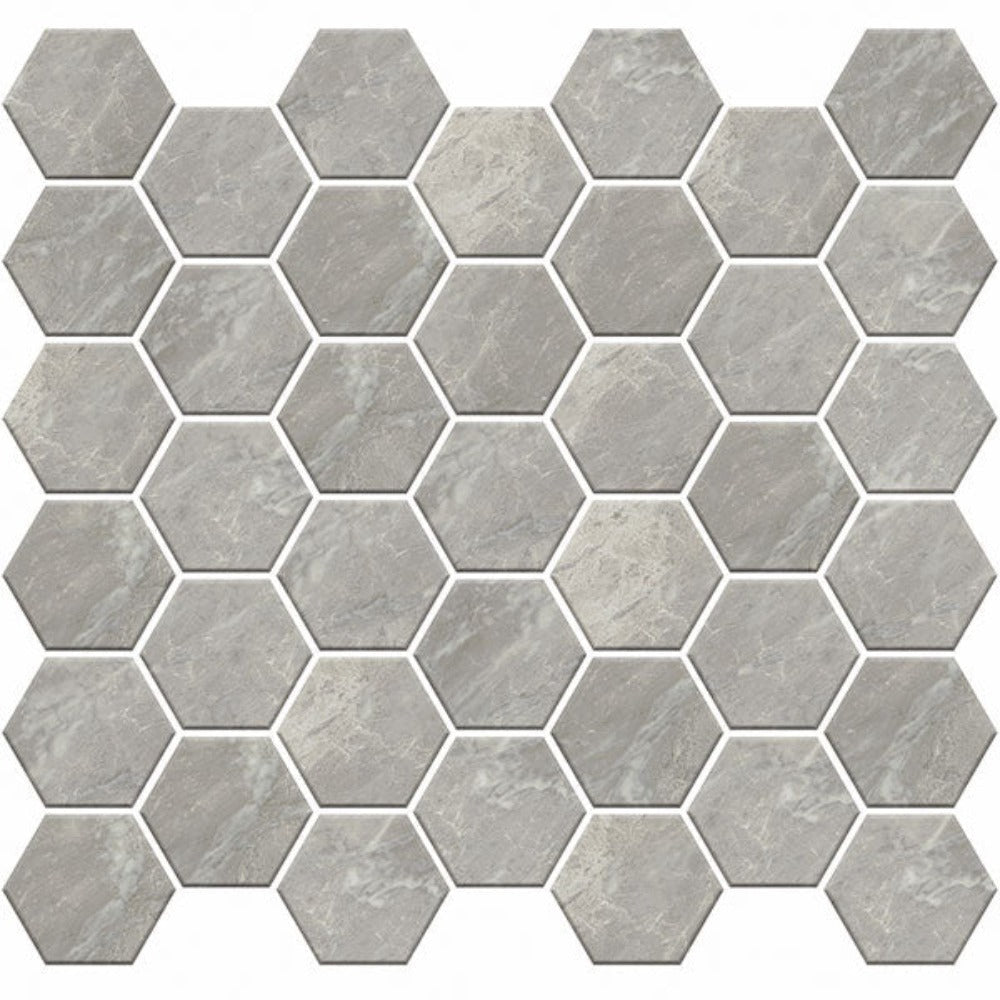Carrara Select Blu Honed 2x2 Hexagon Marble Look Porcelain Mosaics 12x12 mosaic sheet