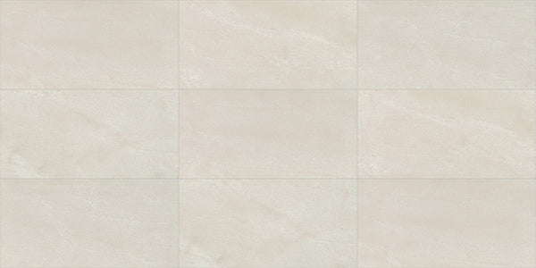 Carrara Select Gioia Honed Marble Look Bullnose Porcelain Trim 4x24, several pieces laid together