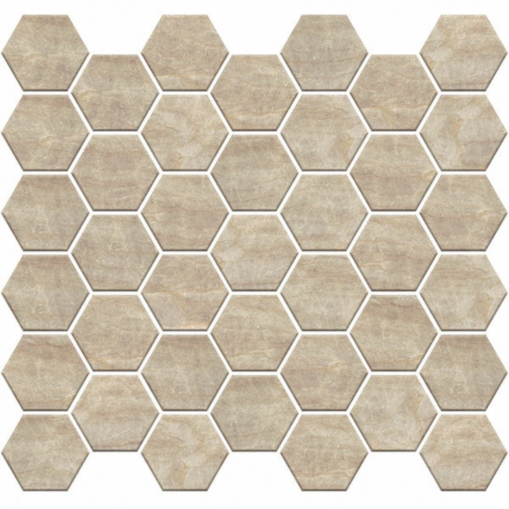 Carrara Select Paonazzo Honed 2x2 Hexagon Marble Look Porcelain Mosaics 12x12 mosaic sheet