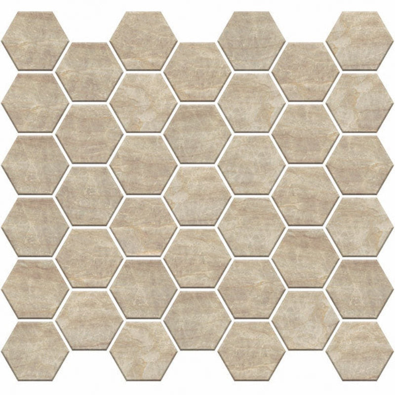 Carrara Select Paonazzo Polished 2x2 Hexagon Marble Look Porcelain Mosaics 12x12 mosaic sheet