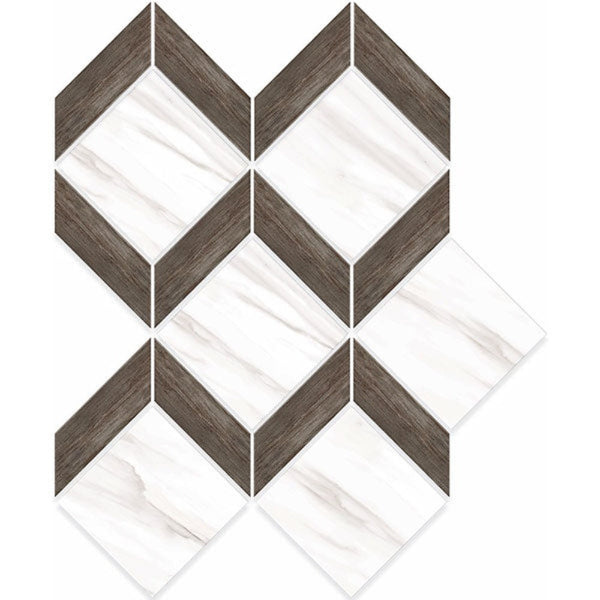 Carrara Select Venato Honed Tiziano Marble Look Porcelain Mosaics 10x12