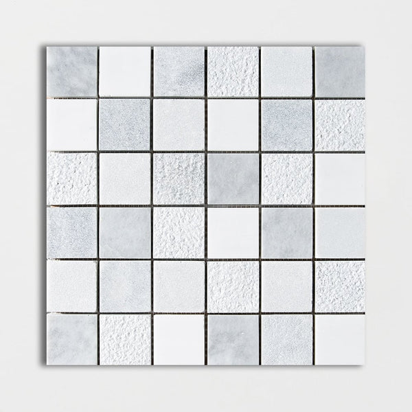 Carrara T&amp;dolomite&amp;allure Textured 2x2 Marble Mosaics 12x12