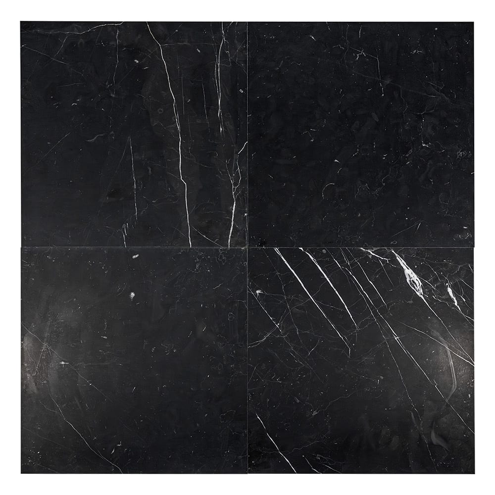 Black, Carrara T Honed Checkerboard Pattern Marble Tiles 12x12 Marble Honed 12x12 Tiles — 4