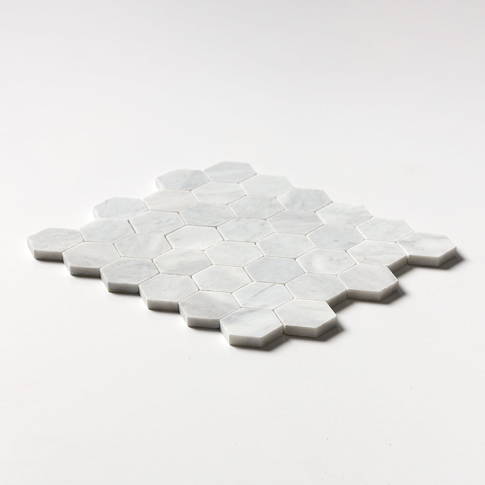 Carrara T Honed Hexagon Marble Mosaics 10 3/8x12 Marble Honed 12x12 Mosaics — 2