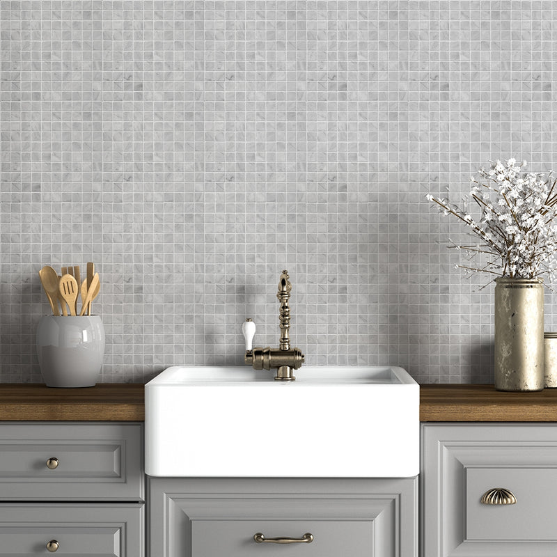 Carrara T Honed 1x1 Marble Mosaics 12x12 Marble Honed 12x12 Mosaics — 2