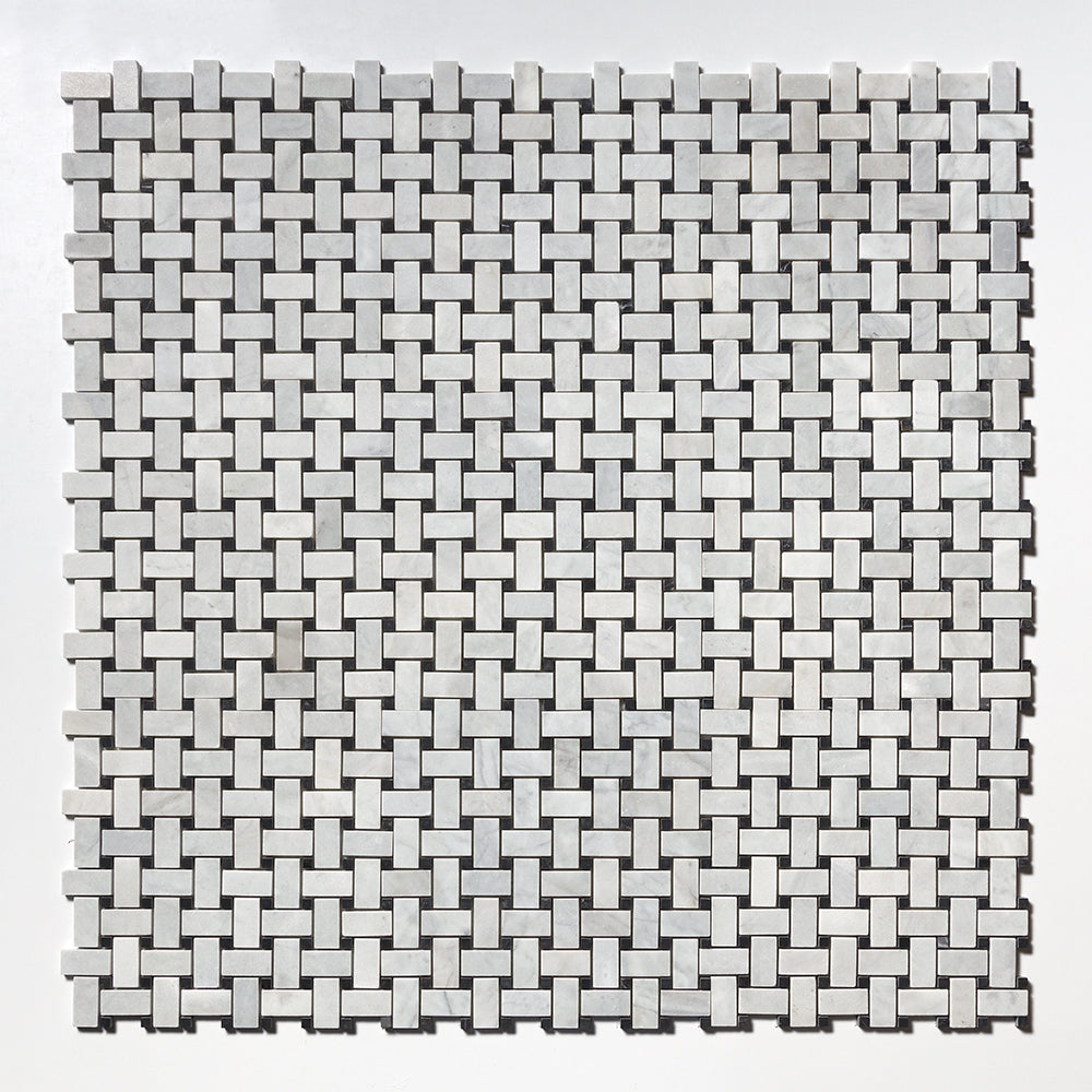 Carrara T Honed Basket Weave Marble Mosaics 12x12 Marble Honed 12x12 Mosaics — 1
