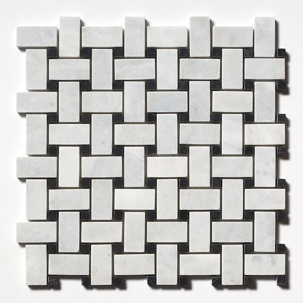 Carrara T Honed Basket Weave Marble Mosaics 12x12