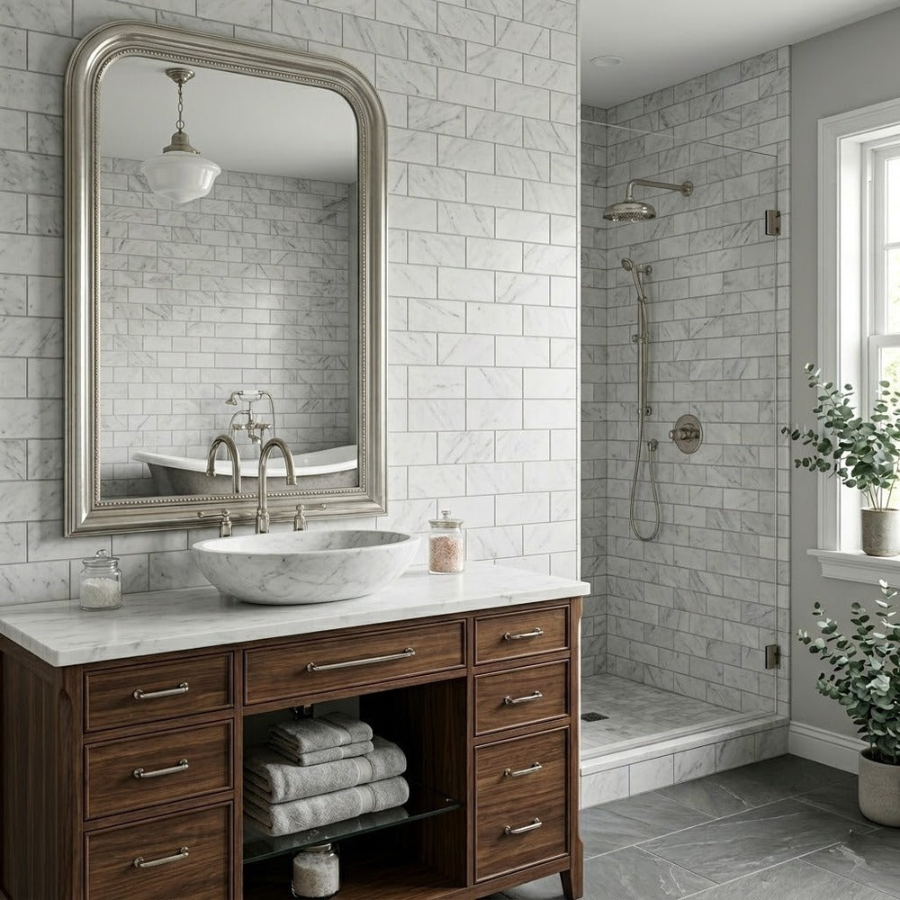 Carrara T Honed Marble Tiles 2 3/4x5 1/2 Marble Honed 3x12 Tiles — 2