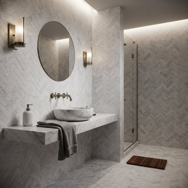 Carrara T Honed Marble Tiles 2 3/4x5 1/2