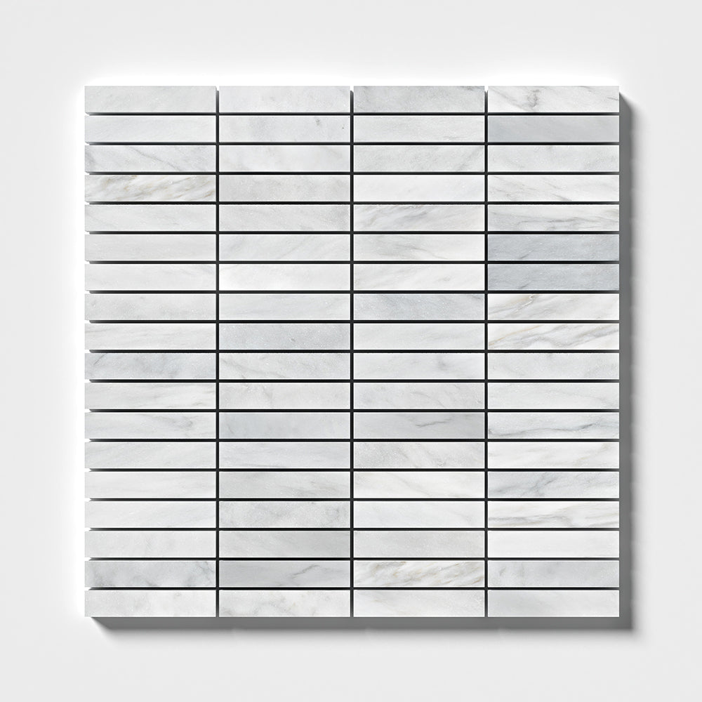 Carrara T Honed 5/8x3 Marble Mosaics 12x12 Marble Honed 12x12 Mosaics