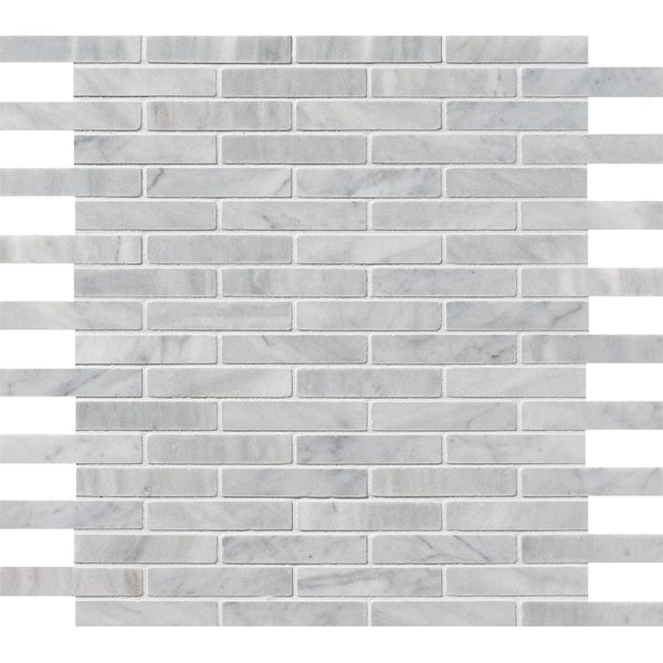 Carrara T Honed 5/8x3 Marble Mosaics 12x12