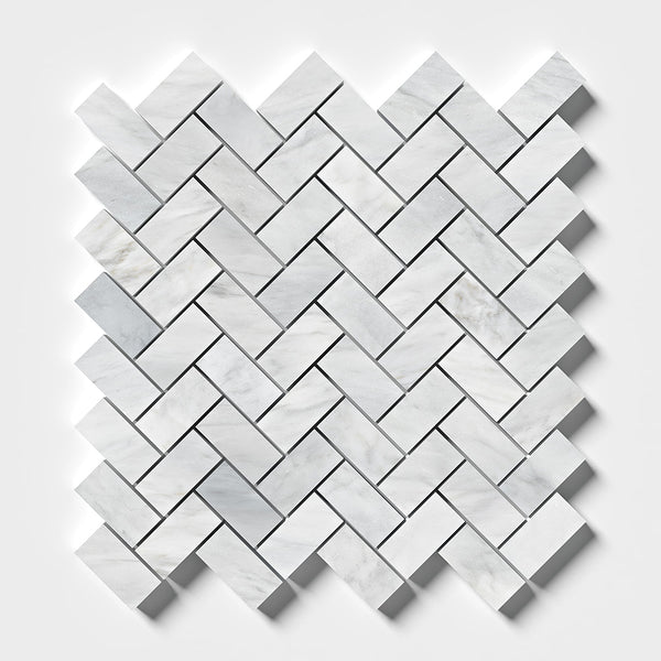 Carrara T Honed Herringbone Marble Mosaics 12 1/8x13 3/8
