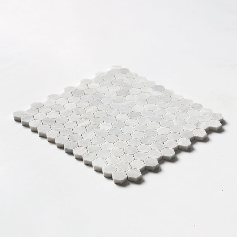 Carrara T Honed Hexagon 1x1 Marble Mosaics 11 1/2x12 1/4 Marble Honed 12x12 Mosaics — 2