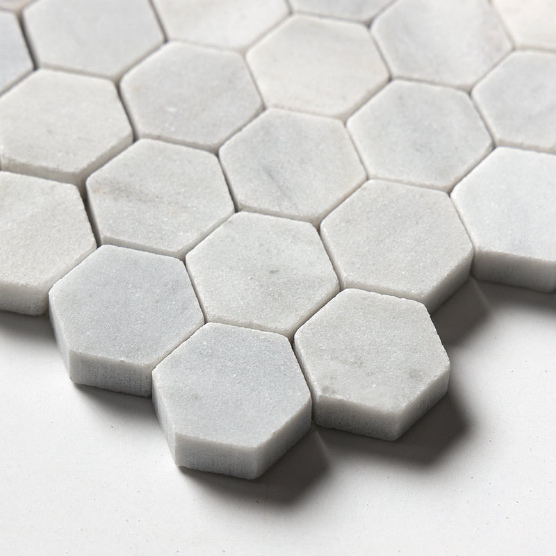 Carrara T Honed Hexagon 1x1 Marble Mosaics 11 1/2x12 1/4 Marble Honed 12x12 Mosaics — 4