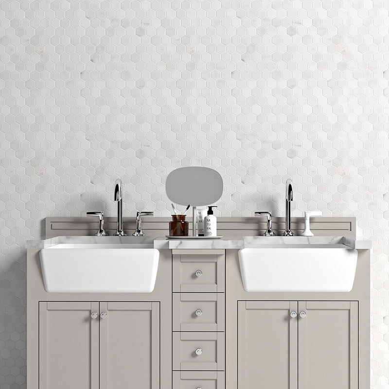 Carrara T Polished Hexagon Marble Mosaics 10 3/8x12 Marble Polished 12x12 Mosaics — 2