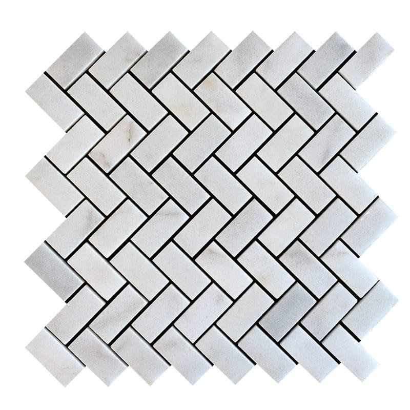 Carrara T Polished Herringbone Marble Mosaics 12 1/8x13 3/8 Marble Polished 12x18 Mosaics