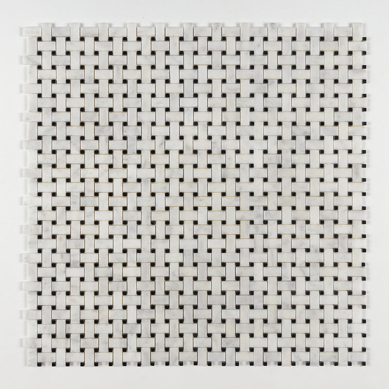 Carrara T Polished Basket Weave Marble Mosaics 12x12 Marble Polished 12x12 Mosaics — 1