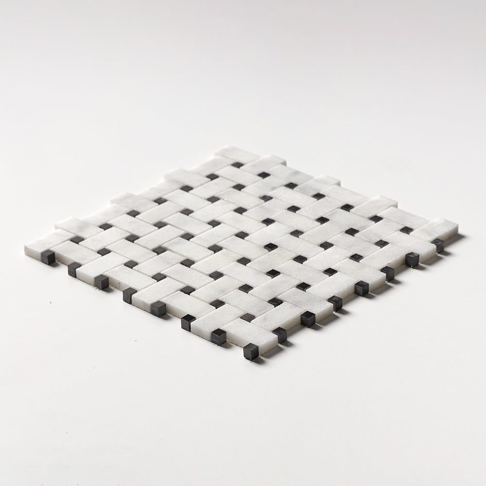 Carrara T Polished Basket Weave Marble Mosaics 12x12 Marble Polished 12x12 Mosaics — 2