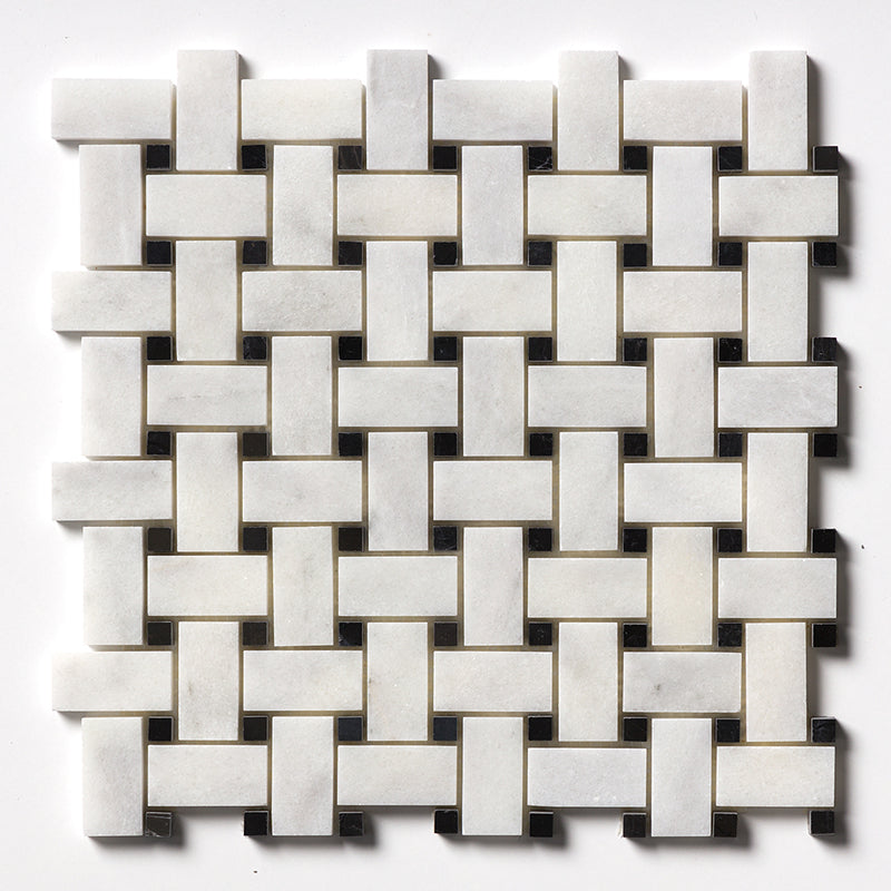 Carrara T Polished Basket Weave Marble Mosaics 12x12 Marble Polished 12x12 Mosaics