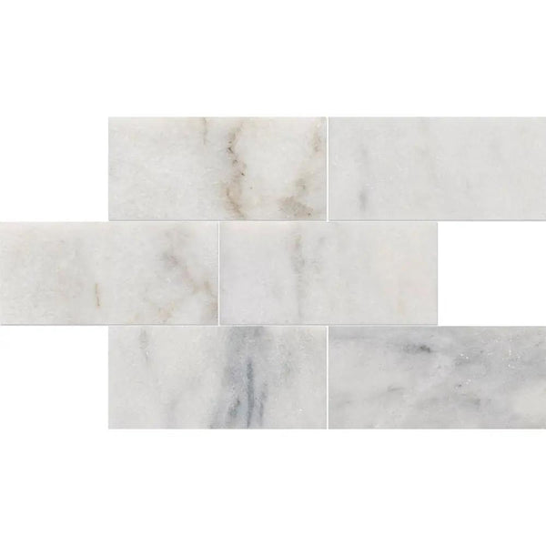 Carrara T Polished Meshed Marble Mosaics 2 3/4x5 1/2