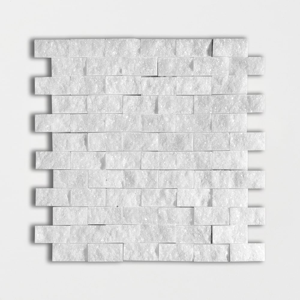 Carrara T Rock Face 1x2 Marble Mosaics 12 5/8x12 5/8 Marble Rock Face 12x12 Mosaics