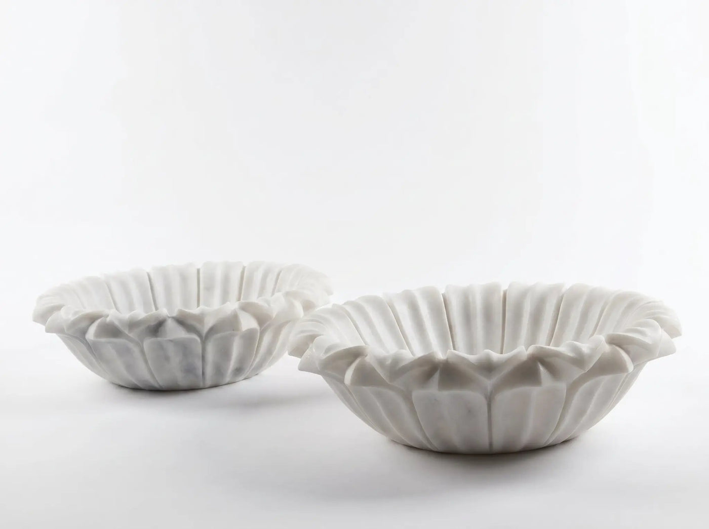 Carrara White Marble Flower Shaped Sink - Polished 18 Diameter by GobekDesign
