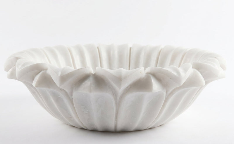 Carrara White Marble Flower Shape Polished Sink (D)18" (H)6"