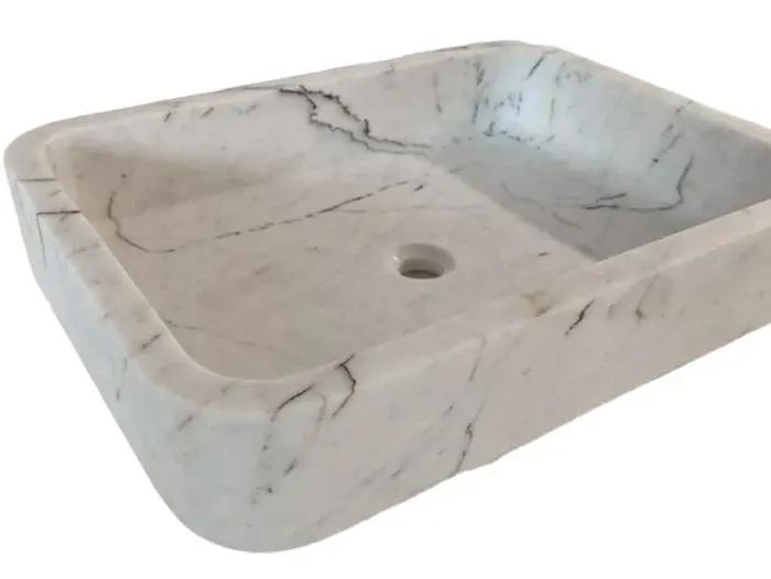 Carrara White Marble Handcrafted Wall-Mount Bathroom Sink 16x24 Inches by GobekDesign