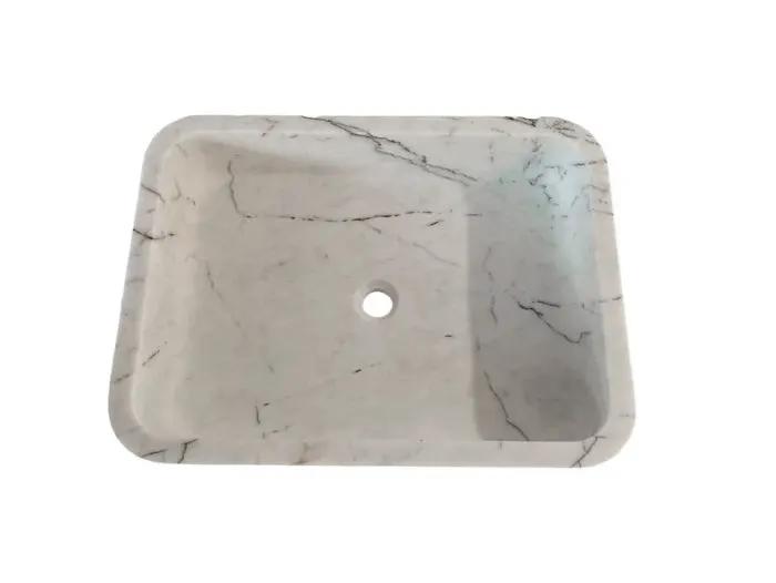 Carrara White Marble Handcrafted Wall-Mount Bathroom Sink 16x24 Inches by GobekDesign