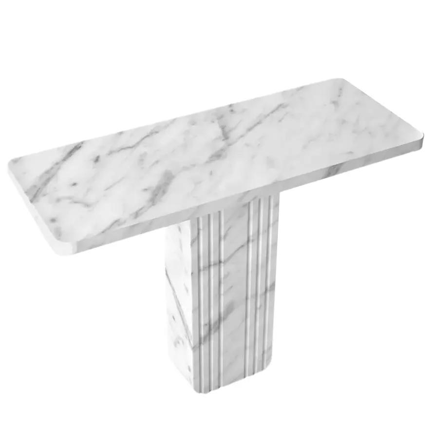 Carrara White Marble Designer Console Table Polished Handcrafted 15W x 40L x 32H by GobekDesign