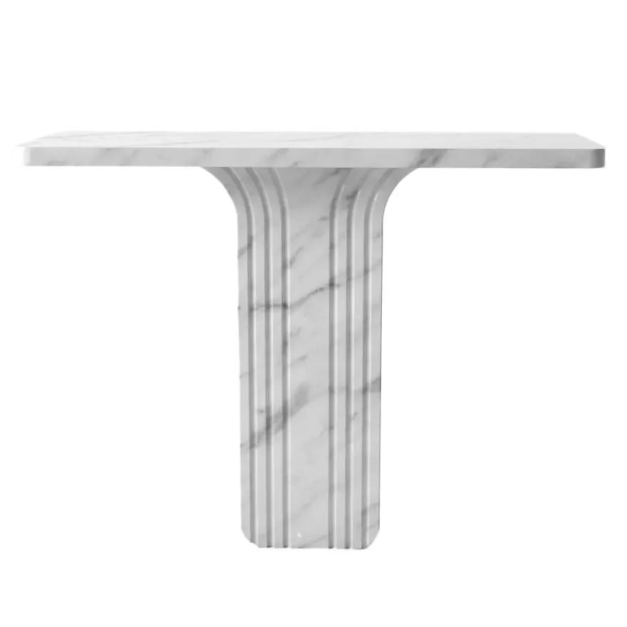 Carrara White Marble Designer Console Table Polished Handcrafted 15W x 40L x 32H by GobekDesign