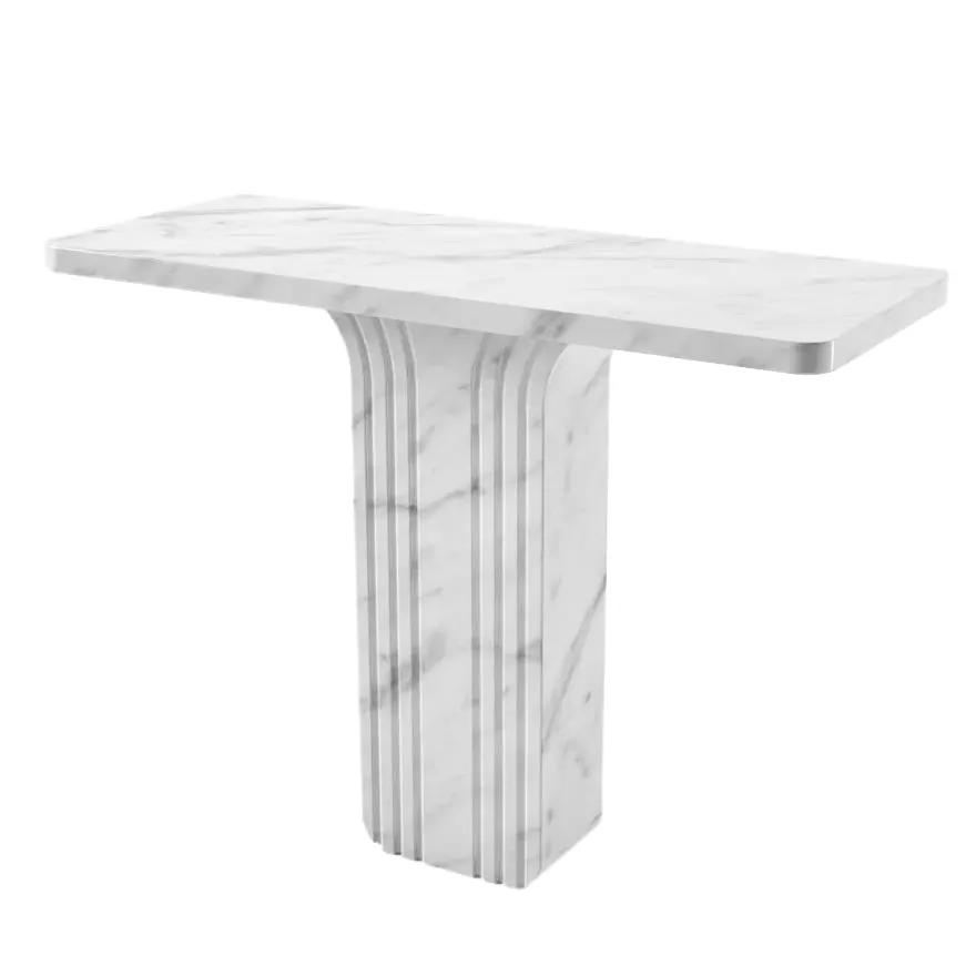 Carrara White Marble Designer Console Table Polished Handcrafted 15W x 40L x 32H by GobekDesign