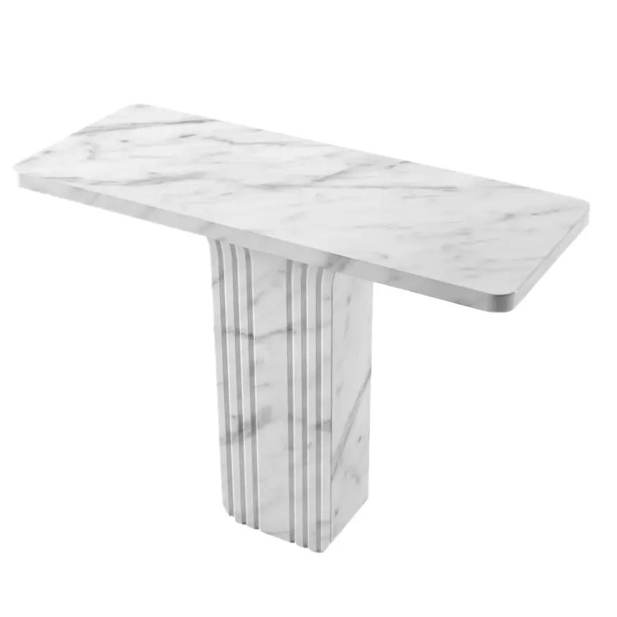 Carrara White Marble Designer Console Table Polished Handcrafted 15W x 40L x 32H by GobekDesign